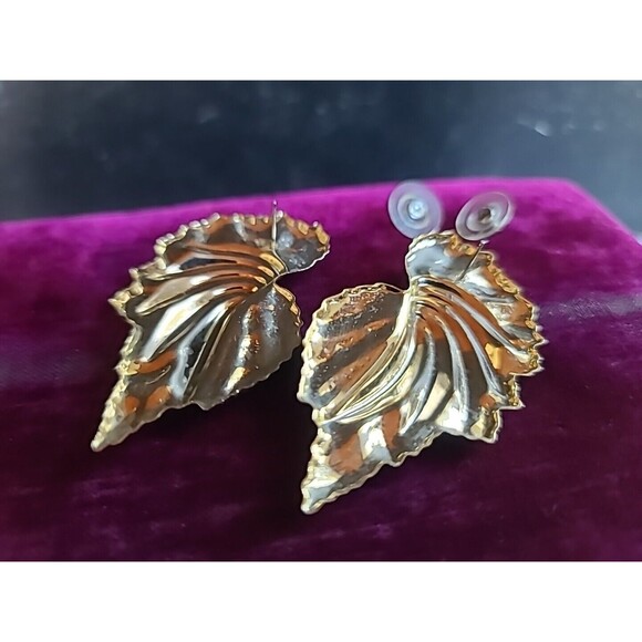 Enamel Statement Pierced Earrings Vintage - Picture 8 of 10